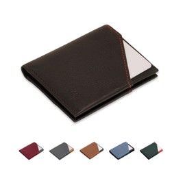 ROIK Men's Genuine Leather Wallet - Men's Wallet with RFID Protection - Card Holder for up to 10 Cards - Men's Wallet Small & Compact - City, brown, Minimalist