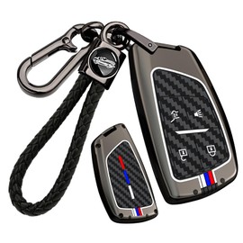 ontto luminous car key fob cover fit for Chevy Silverado 1500 Traverse Equinox for Buick Envision Avenir Enclave 2022-2025 key holder Metal Shell case keyring keychain Accessories 4 buttons Black