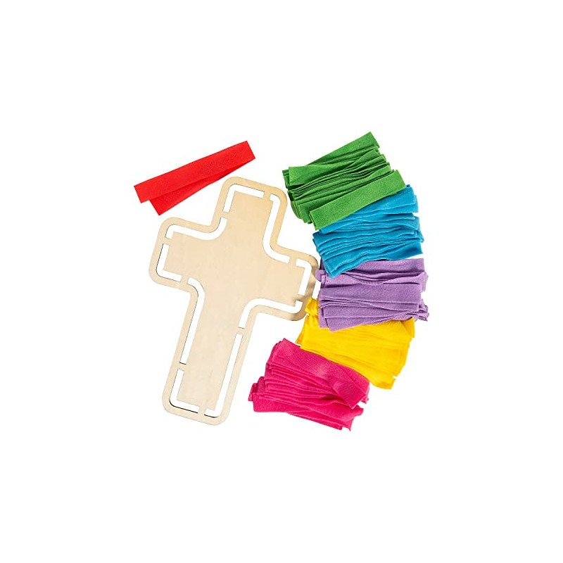 Fun Express Fleece Tied Cross Wreath Craft Kit, Makes 3