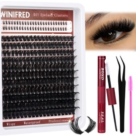 Winifred Lash Clusters Lash Extension Kit with Bottom Lash Clusters 100D Thick Volume Lash Clusters Kit Cluster Eyelash Extensions Individual Lashes DIY Eyelash Extension Kit