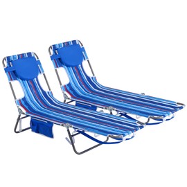 SunnyFeel Beach Lounge Chair, Backpack Reclining Beach Chairs Lay Flat, Face Down Tanning Chair, Folding Camping Chairs Portable Camp Cot with Backpack Straps for Outdoor/Picnic/Lawn