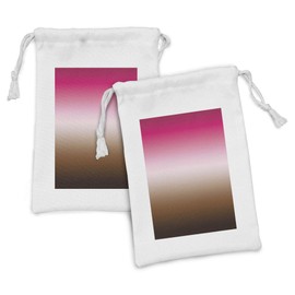 Ambesonne Ombre Fabric Pouch Set of 2, Neutral Colors Combine Summer Sugary Inspired Graphic, Small Drawstring Bag for Toiletries Masks and Favors, 9" x 6", Hot Pink Chocolate