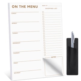 Meal Planner for fridge with Pen Holder, 60 Sheets 7x10'' Magnetic Meal Planner and Grocery List with Tear off Shopping List for Meal Planning and Shopping, Simple