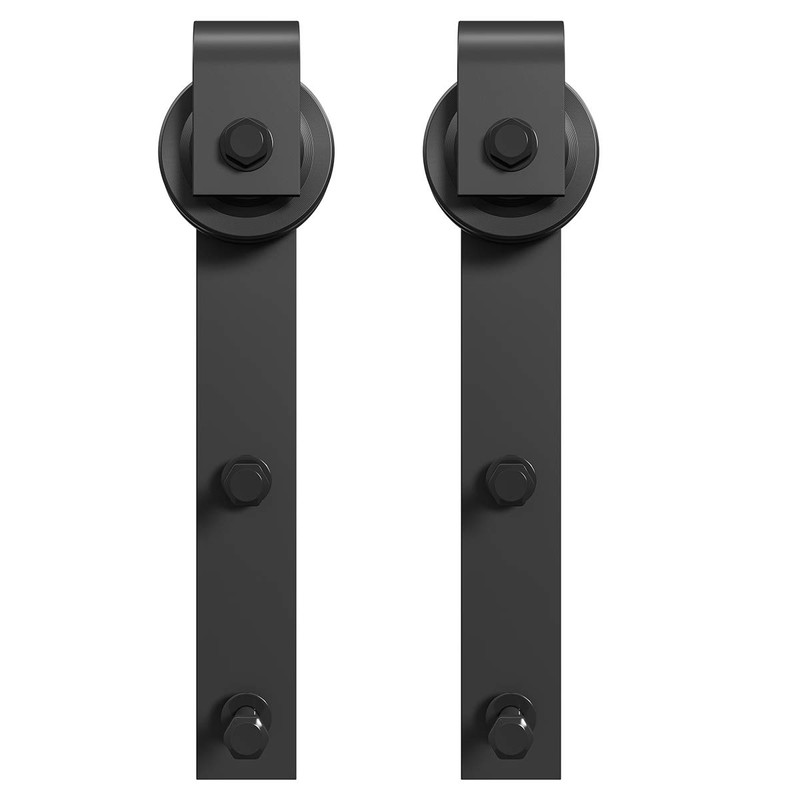 SMARTSTANDARD Sliding Barn Door Hardware Hangers 2pcs (Black) (J Shape