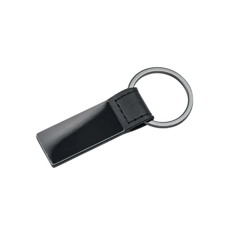 JOHN DEERE Leather Keyring Logo Key Ring, black