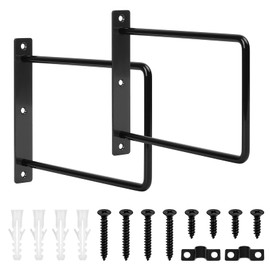 2 x Shelf Brackets, Black, 200 mm Square Shelf Brackets, Metal Shelf Brackets, Floating Wall Shelf Brackets, Shelf Wall Bracket, Shelf Bracket for Wooden Panels