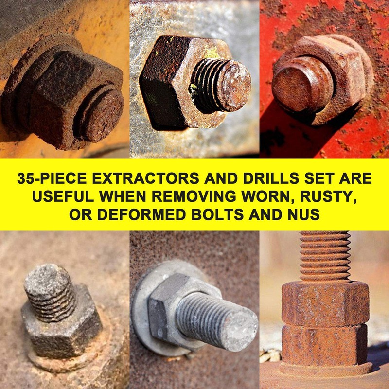 Topec 35-Piece Screw Extractor and Left Hand Drill Bits Set,