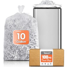 10 Gallon 100 Counts Strong Trash Bags Garbage Bags by Teivio, Bathroom Trash Can Bin Liners, Plastic Bags for home office kitchen, Clear