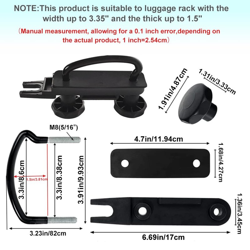 Lotcesfun Roof Box U-Bolt Clip Stainless Steel Universal Inner Width