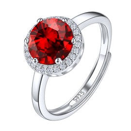 Suplight Crystal Rings Moonstone 925 Sterling Silver with Birthstone in Round/Heart/Pear/Square Cut Shape for Women Girls Women, Sterling Silver