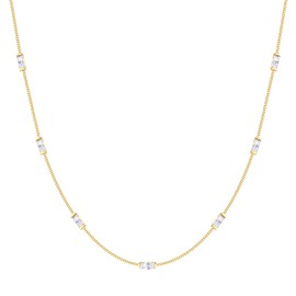 Women's Necklace, 925 Sterling Silver, 14 Carat Gold-Plated Necklace, Women's Birthstone, Women's Chain Pendant Necklace for Women, Jewellery, Christmas, Birthday Gift for Her Wife Girlfriend Mum