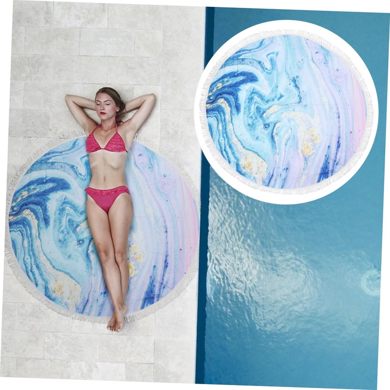 CAXUSD Fashionable Quicksand Beach Towel Round Bath Mat Quick-Drying Beach