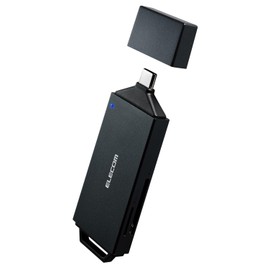 Elecom MR3C-D206BK/EC Memory Card Reader, USB Type-C Direct Insertion Type, SD+ MicroSD, UHS-II Standard, USB 5 Gbps, Black
