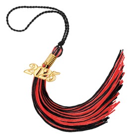 2025 Tassel Graduation, Tassel Charms for Graduation Cap Decorations, Red and Black Grad Tassels Memorial Grad Cords Class of 2025 Senior College High School Graduate Hat Ceremonies Accessories