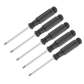 sourcing map Mini Slotted Screwdriver, 2.5mm Flat Head with Black Handle for Small Appliances, 5 Pcs