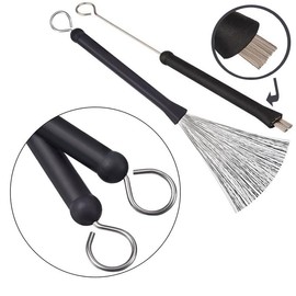 Drum Sticks 2 Pair 5A Maple Wood Drum Sticks,1 Pair Retractable Drum Wire Brushes and 1 Pair Rods Drum Brushes set for Kids, Adults, Rock Band, Jazz Folk Students with Portable Storage Bag