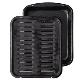 Broiler Pan for Oven Nonstick 16.75” x 13” Porcelain Nonstick Coated - Broiling Pan for Oven Withstands Heat up to 550° F - Heavy Duty Broil Pans and Rack Circulates Heat and Drains Fat (Speckled)