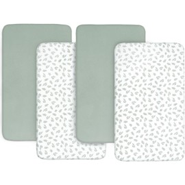 Next to Me Crib Sheets 4 Pack,Ultra Soft Crib Sheets Fitted 83x50cm,Compatible with Chicco Next2Me & Tutti Bambini Cozee Crib Mattress,Green Leaf