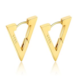 Aucuu Hoop Earrings, Silver 925 Earrings, 14K Gold Small Earrings, Hypoallergenic Sterling Silver Earrings, Small Chunky Hoop Earrings, Huggie Earrings, Earrings for Women, Jewellery Gifts, Platinum