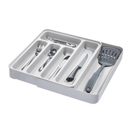 iDesign Eco BPA-Free Recycled Plastic Expandable Flatware and Cutlery Tray, Flint