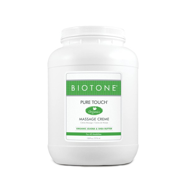 BIOTONE Pure Touch Organics Massage Crème, True Organic Massage, Rich Texture, Silky Glide, Soothing Ingredients, Healing Botanicals - 1 Gallon