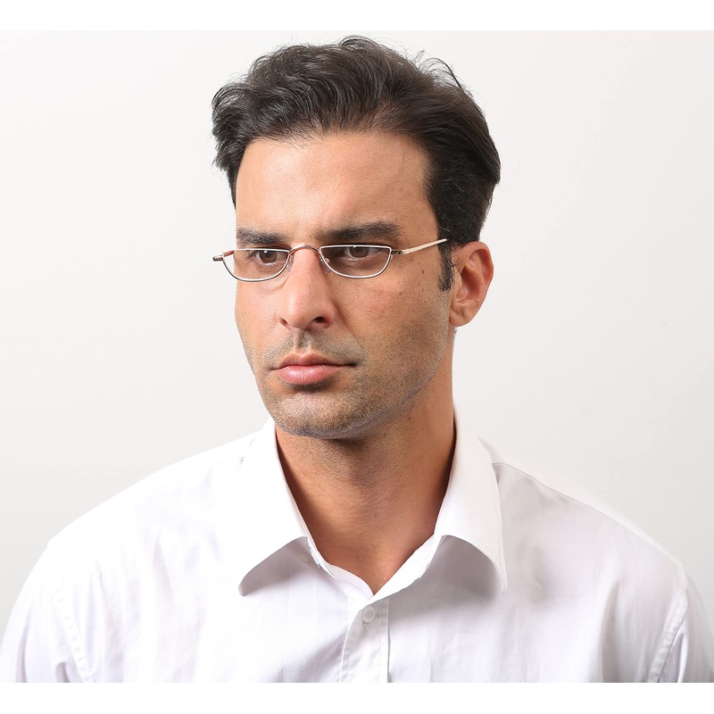 REAVEE - Gafas de lectura para hombre, diseño retro, aleación,