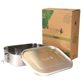 Viwanda HOTZENBOX JUMBO Brotdose Edelstahl | Premium | 1400ml | 2 Trenner Auslaufsicher 3 Fächer/plastikfrei nachhaltig | Lunchbox Brotbox Vesperdose Pausenbrot groß | Schulstart | back to school