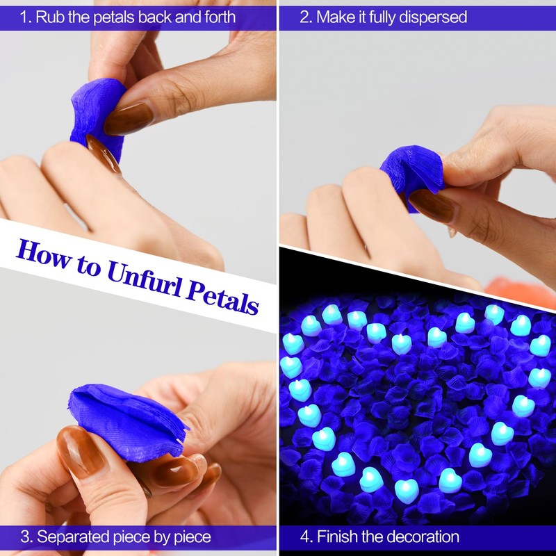 KOABY 2000/4000/8000pcs Artificial Rose Petals with LED Tea Lights Kit,
