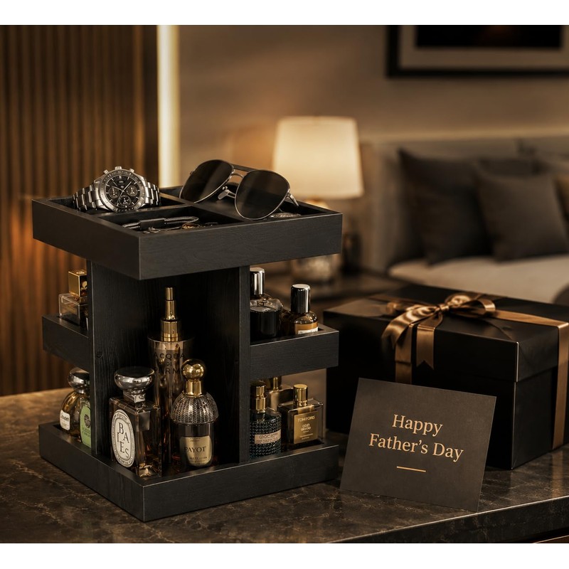 Cologne Organizer for Men Rotating Bathroom Counter Organizer, 3-Tier Solid