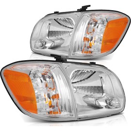 LSAILON Fit For Toyota Sequoia 2005-2007 For Toyota Tundra 2005-2006 Headlight Assembly Chrome Housing Amber Reflector Clear Lens Driver and Passenger Side