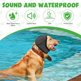 Dog Ear Muffs Noise Protection,Dog Ear Cover Head Wrap,Adjustable,Soft,Breathable,Elastic, for Fireworks,Noise,Thunder Protection,Pet Grooming, Bathing, and Swimming Use(L)