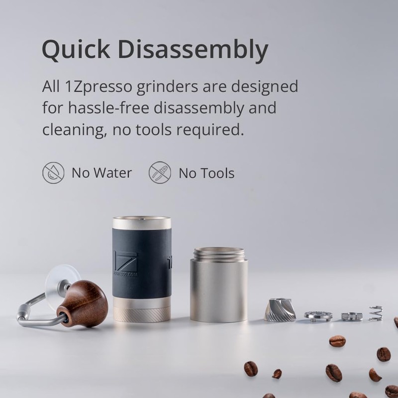 1Zpresso J Manual Coffee Grinder Silver Capacity 35g with Assembly