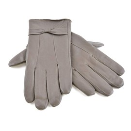 Ladies Genuine Leather Gloves Fleece Lined Warm Winter thermal Driving S/M M/L (Grey, S/M)