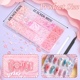 RODAKY Pink Nail Charms 3D Butterfly Bow Charms for Nails Assorted Cute Nail Art Charms Resin Flower Nail Decoration Flatback Nail Pearl for Manicure Acrylic Charms Set DIY Craft Embellishment