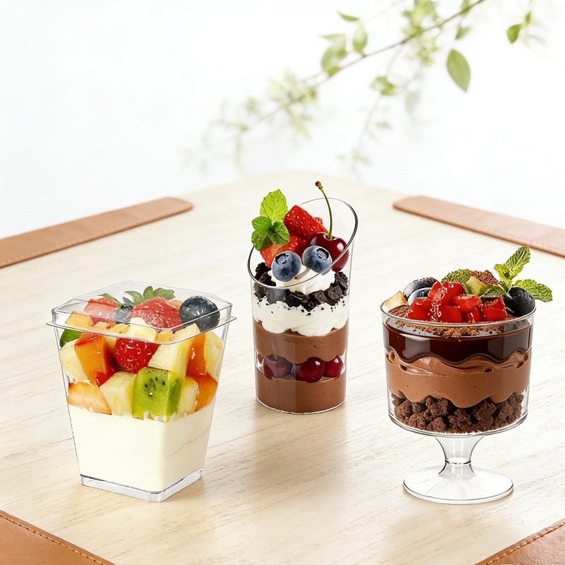 170Pcs Plastic Dessert Cups with Lids and Spoons,Shooters Cups for