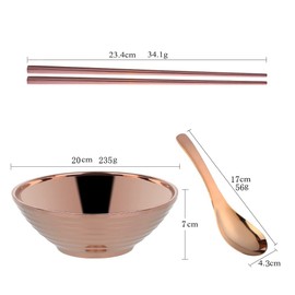 Buyit Ramen Bowl, Noodle Bowl, Astragalus, Chopsticks Set, For 2 People, 18-8 Stainless Steel, Double Layered Structure, Lightweight, Ramen Bowl, Thick Ramen Bowl, Thick Astragalus Spoon, Square,