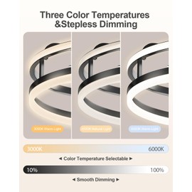 Modern Ceiling Fans with Lights and Remote, 19.7'' Fandelier Low Profile Ceiling Fans with Remote App, Flush Mount Ceiling fan with 3000-6000K Dimmable 2 LED Light For Bedroom Kitchen Living Room