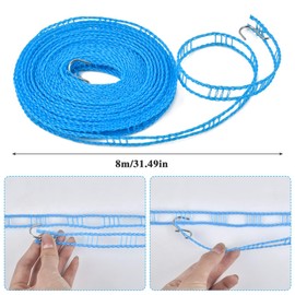 TIMESETL Pack of 3 Washing Line Camping 8 m Non-Slip Washing Line Nylon Flexible Travel Washing Line Camping Outdoor Extendable Washing Line for Hanging Camping Washing Line Outdoor