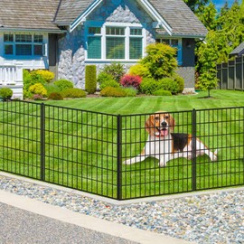 10 Panels Garden Fencing Animal Barrier, 26 in(H) X 21 ft(L) Dog Fence Outdoor for Yard Rustproof No Dig Decorative Tall Garden Fence Metal Wire Panel Border Patio Rabbit Ground Stakes Fencing…