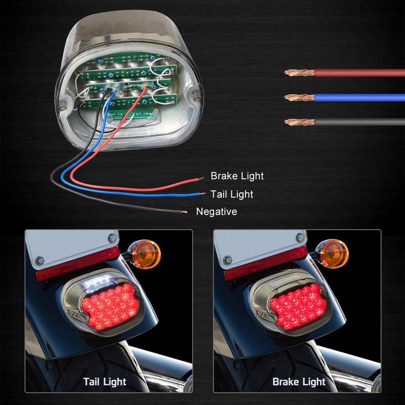 NTHREEAUTO LED Tail Light Silver FL Smoked Layback Brake Taillights