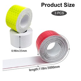 JOOTUEPO High-Visibility Reflective Tape, 3 Rolls Reflective Tape Outdoor Waterproof Warning Night Safety Stickers for Trailer Bicycles Clothing (1 Inch x 30 Ft)