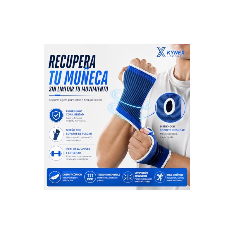 2 Piezas Kynex Sport Muñequera Deportiva con Soporte de Pulgar,