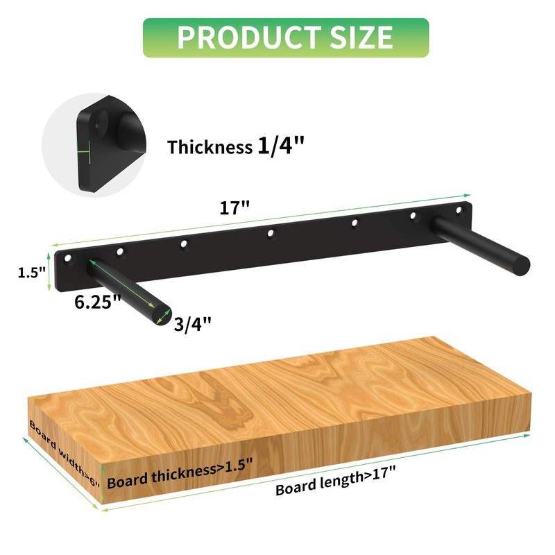 18 Inch Heavy Duty Blind Wall Mount Floating Shelf Bracket