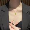 Unbranded 14k Gold Swiveling Clover Pendant Necklace+Earri