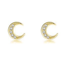 Rnivida Gold Plated Sterling Silver Small Moon Stud Earrings | Minimalist Gold Crescent Moon Earrings for Women