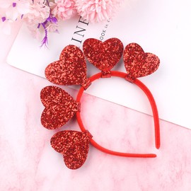 Valentine Heart Headband Glitter Red Heart Hair Band Glitter Valentine Day Hair Accessories for Women Girls Holiday Party Supplies