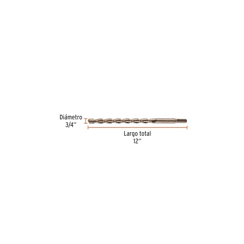 Truper BCT-3/4X12, Broca para concreto con cuerpo de acero al
