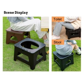 Camping Portable Toilet Chair,Firm Foldable Emergency Toilet With Lid,Folding Stool For Travel Wild Fishing Traffic Jams (Grey, Large)