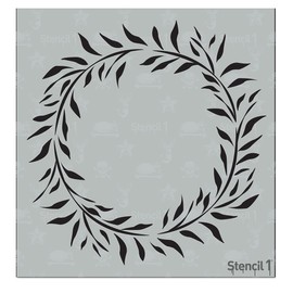 Stencil1 Eucalyptus Wreath Stencil - Simple Rustic Nature Garden Gift Small Outdoor Great for Winter Holidays & Christmas Decoration - 5.75" x 6"