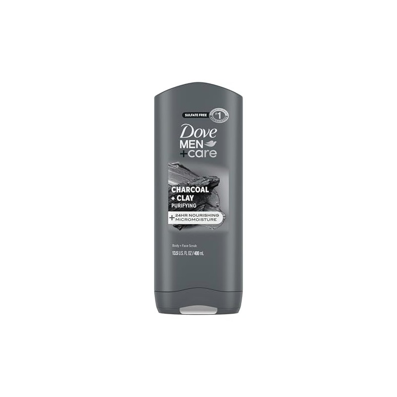 Dove Men+Care Elements Body Wash Charcoal+Clay 13.5 oz Effectively Washes